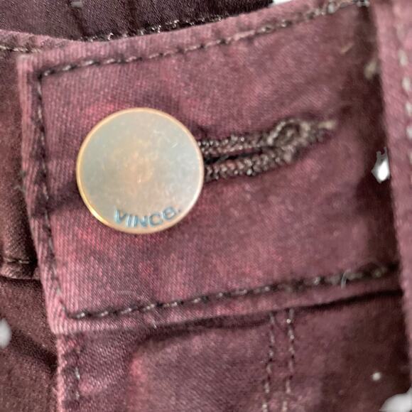 Vince Calgary Dark Raisin Maroon Zip Leg Skinny Low Rise Tailored Jeans Size 27 - Picture 11 of 16